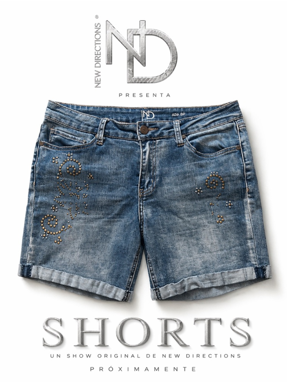 new directions Blue Denim Studded Cuffed Jean Shorts